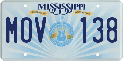 MS license plate MOV138