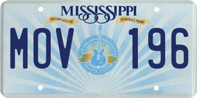 MS license plate MOV196