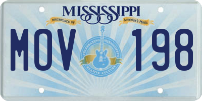 MS license plate MOV198