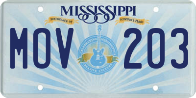 MS license plate MOV203