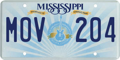 MS license plate MOV204