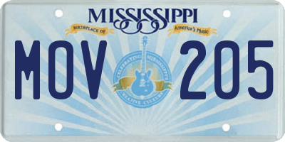 MS license plate MOV205