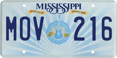 MS license plate MOV216