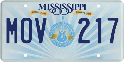 MS license plate MOV217