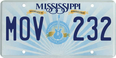 MS license plate MOV232