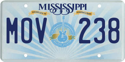 MS license plate MOV238