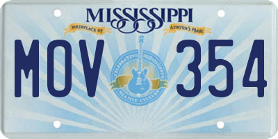 MS license plate MOV354
