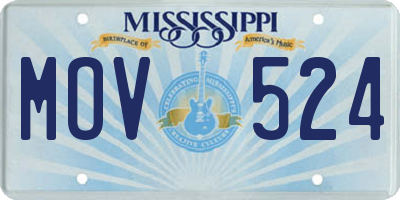 MS license plate MOV524