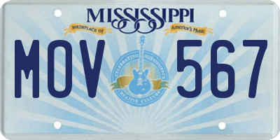 MS license plate MOV567