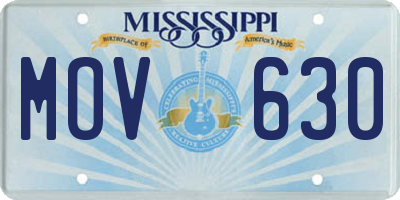 MS license plate MOV630
