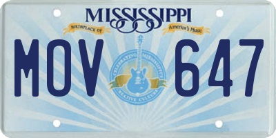 MS license plate MOV647
