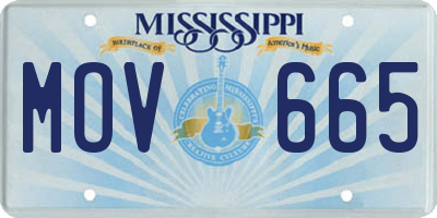 MS license plate MOV665