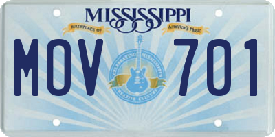 MS license plate MOV701