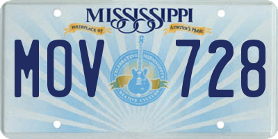MS license plate MOV728