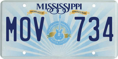 MS license plate MOV734