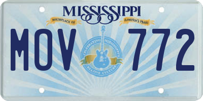 MS license plate MOV772