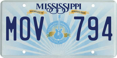 MS license plate MOV794