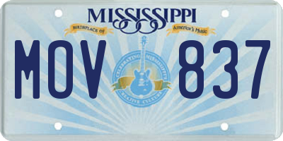 MS license plate MOV837