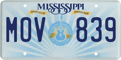 MS license plate MOV839