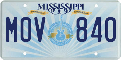 MS license plate MOV840