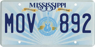 MS license plate MOV892