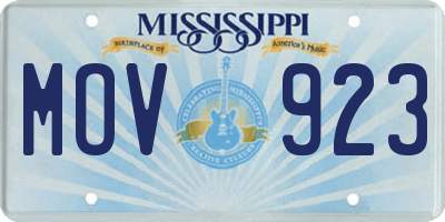 MS license plate MOV923