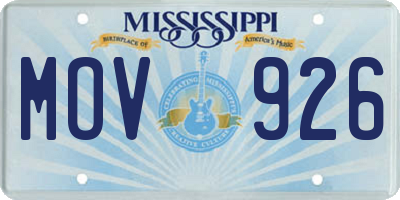 MS license plate MOV926