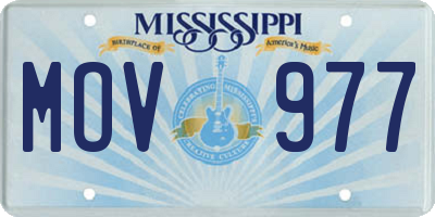 MS license plate MOV977