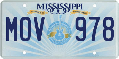 MS license plate MOV978