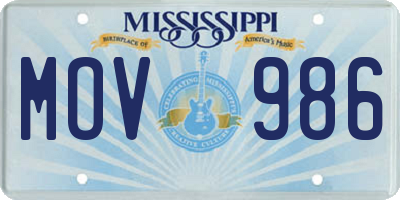 MS license plate MOV986