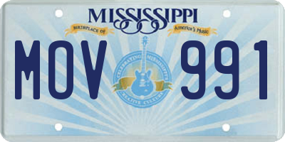 MS license plate MOV991