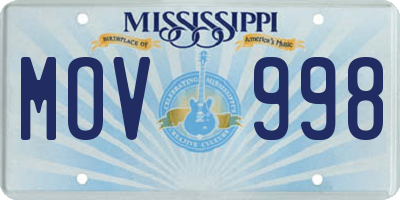 MS license plate MOV998