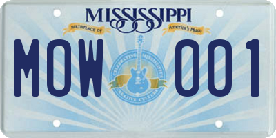 MS license plate MOW001