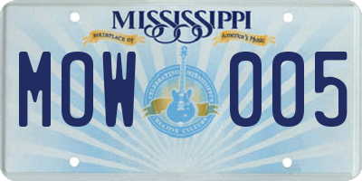 MS license plate MOW005