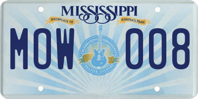MS license plate MOW008