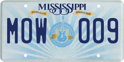 MS license plate MOW009