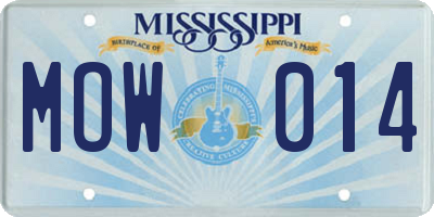 MS license plate MOW014