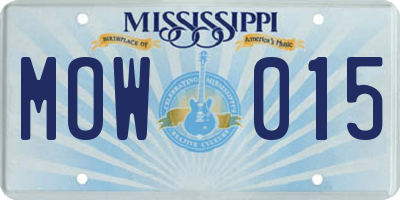 MS license plate MOW015