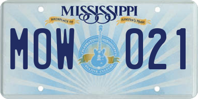 MS license plate MOW021