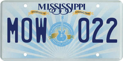 MS license plate MOW022
