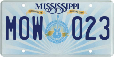 MS license plate MOW023
