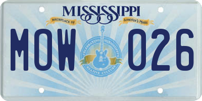 MS license plate MOW026
