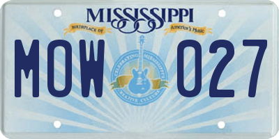 MS license plate MOW027