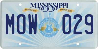 MS license plate MOW029