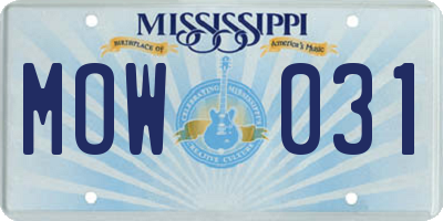 MS license plate MOW031