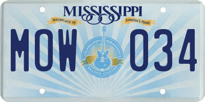 MS license plate MOW034