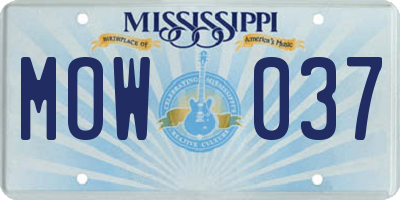 MS license plate MOW037