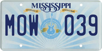 MS license plate MOW039