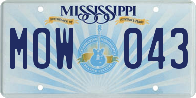 MS license plate MOW043