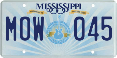 MS license plate MOW045
